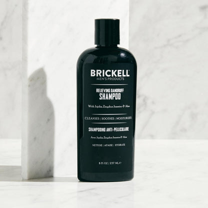 Brickell Men's Relieving Dandruff Shampoo For Men, Soothes and Eliminates Dandruff With Salicylic Acid, Ziziphus Joazeiro, and Aloe, 8oz, Scented