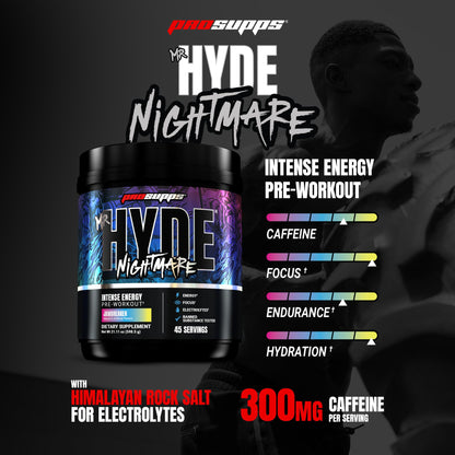 ProSupps Mr. Hyde Nightmare Pre Workout Powder with Caffeine & Beta Alanine - Preworkout for Intense Energy, Mental Focus & Performance - Gym & Fitness Supplements (Black N' Blueberry, 30 Servings)
