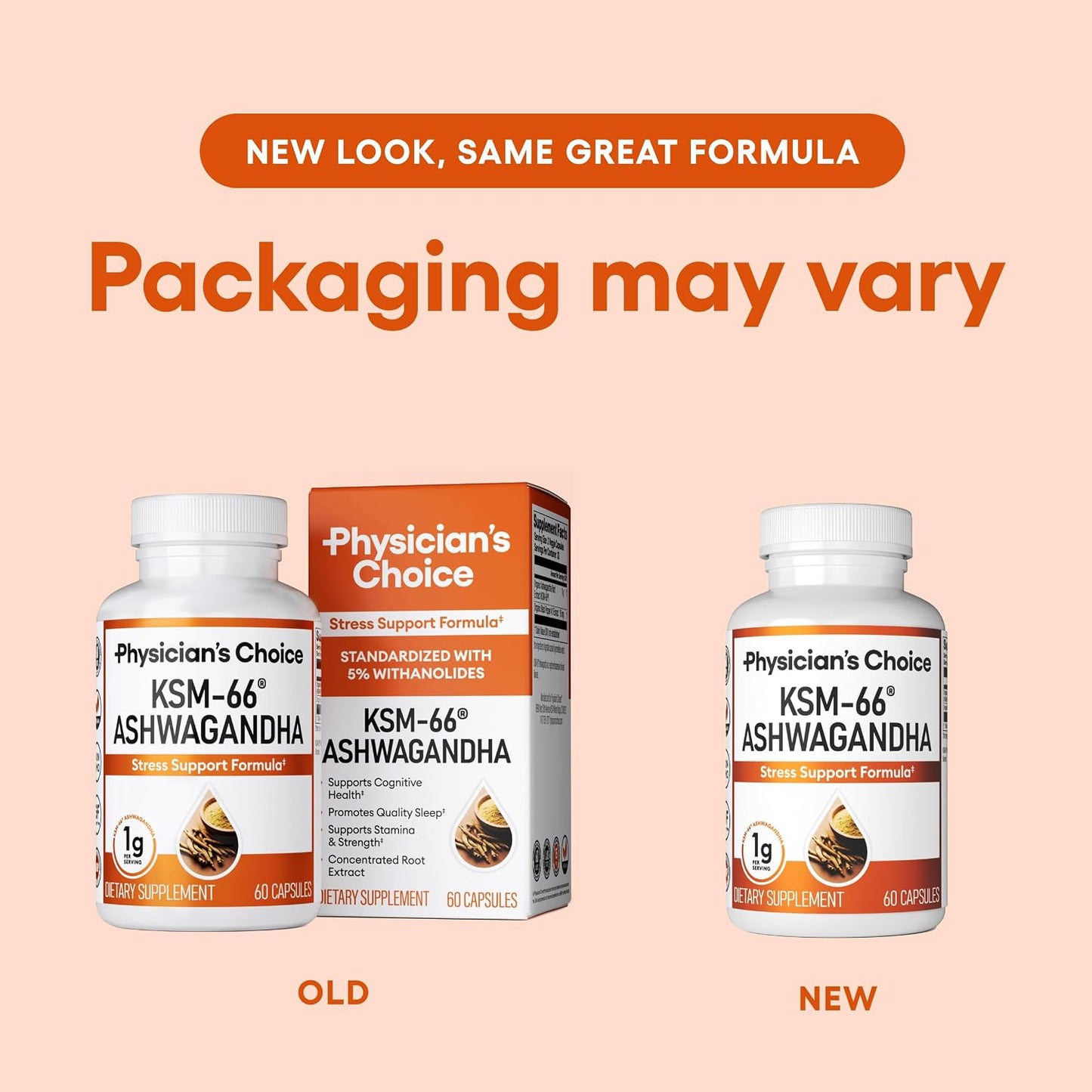 Physician's CHOICE KSM-66 Ashwagandha Root Extract 1,000mg, Organic, 60ct | Stress, Mood & Athletic Support, 5% Withanolides with Black Pepper Extract for Maximum Absorption, Vegan