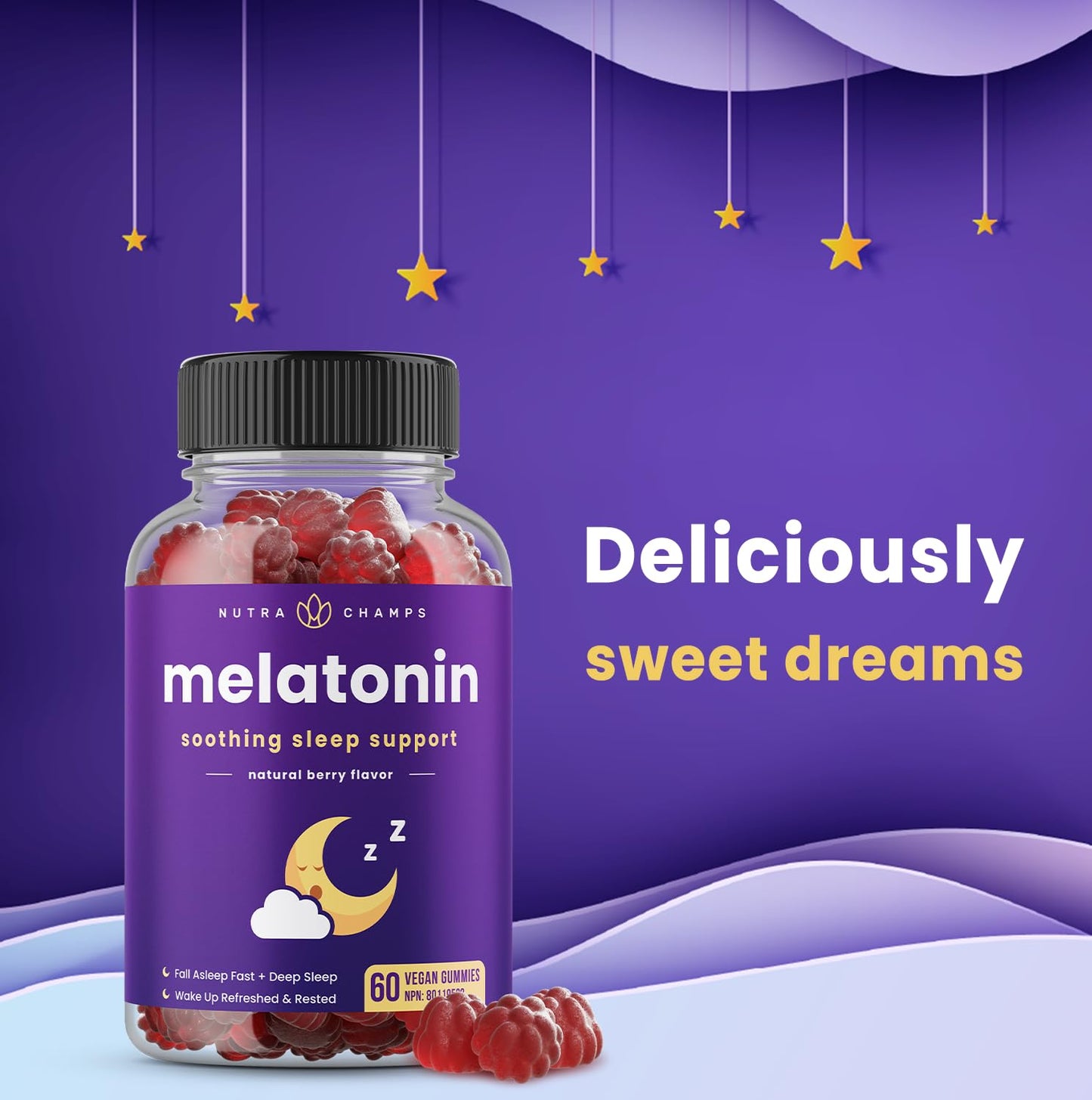 Melatonin Gummies for Kids & Adults | Natural Sleep Aid Drug-Free, Vegan Berry Flavor Kids Melatonin Gummy Supplement | 2.5mg, 5mg or 10mg Dose | Sleeping Pills Substitute 60 Gummies (Pack of 2)