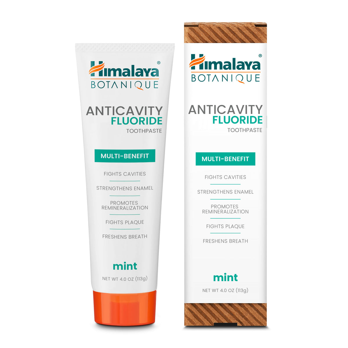 Himalaya Botanique Anticavity Fluoride Toothpaste, Fluoride with Multi-Benefit Support, Fights Cavities, Strengthens Enamel, Promotes Remineralization, Mint Flavor, 4 oz.