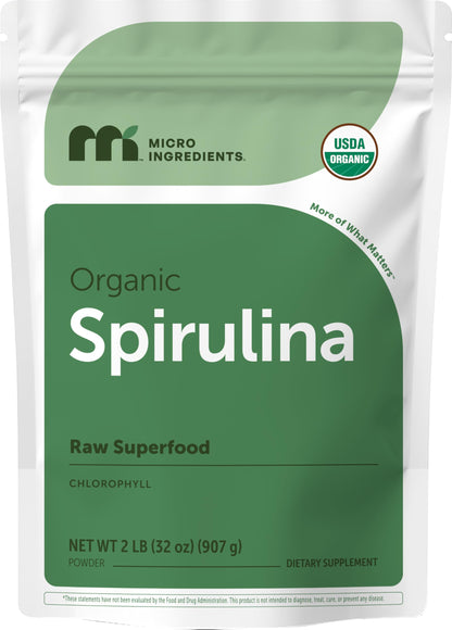 Organic Spirulina Powder, 1lb | Blue-Green Algae, Naturally Occurring Vegan Protein, Vitamins & Minerals | Source of Natural Chlorophyll & Enzymes | Non-GMO, Gluten-Free, No Additives