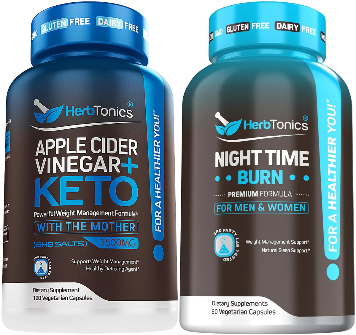 Herbtonics Apple Cider Vinegar Capsules Plus Keto BHB | Fat Burner & Weight Loss 