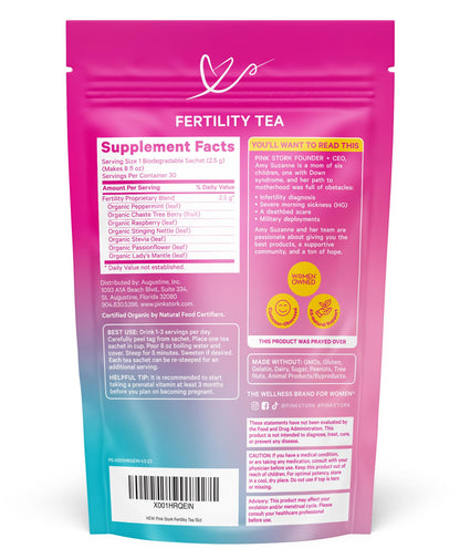 Pink Stork Fertility Tea for Conception and Hormone Balance with Organic Mint, Vitex