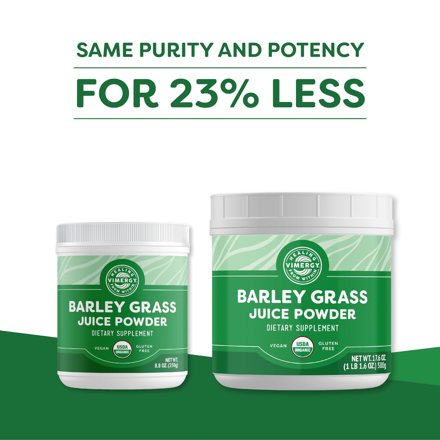 Vimergy Barley Grass Juice Powder Dietary Supplement - 4g per Serving (62 Servings) – Clean Superfood – Promotes Cardiovascular Health* – Organic, Vegan & Gluten-Free – Regular Size 250g