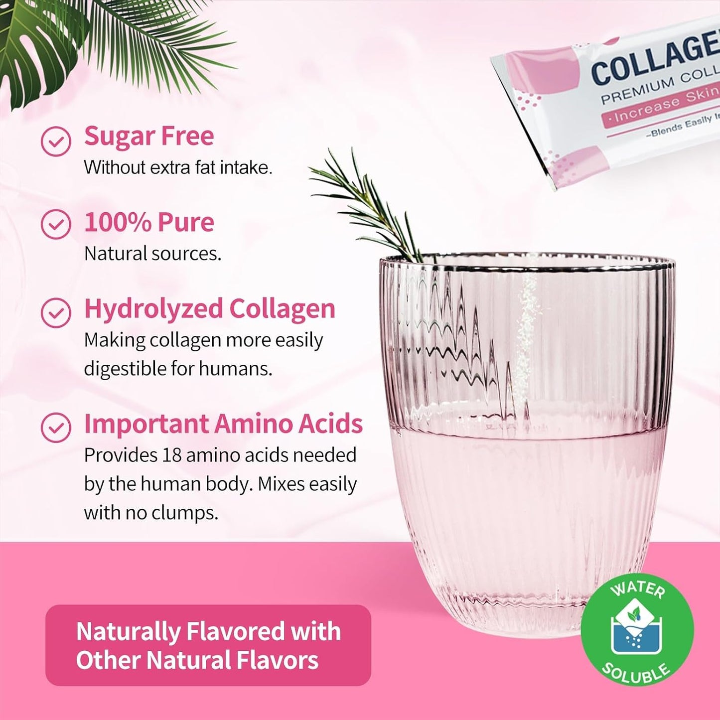 NATURE TARGET Multi Collagen Peptides Powder, 30 Stick Packs | Type I, II, III, V, X, Enhanced Absorption Hydrolyzed, With Prebiotics, Sugar-Free, Skin Hair Nail & Joint Support, Non-GMO