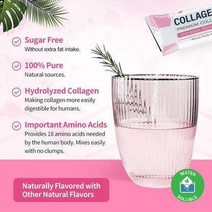 NATURE TARGET Multi Collagen Peptides Powder, 30 Stick Packs | Type I, II, III, V, X, Enhanced Absorption Hydrolyzed, With Prebiotics, Sugar-Free, Skin Hair Nail & Joint Support, Non-GMO