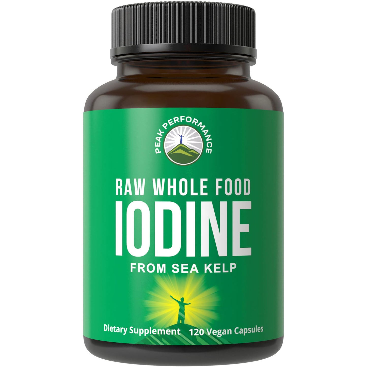 Raw Whole Food Iodine Supplement from Organic Kelp (Ascophyllum Nodosum) by Peak Performance. Potassium Iodide Support Tablets. for Metabolism, Energy, and Immune. 60 Vegan Capsules, Pills
