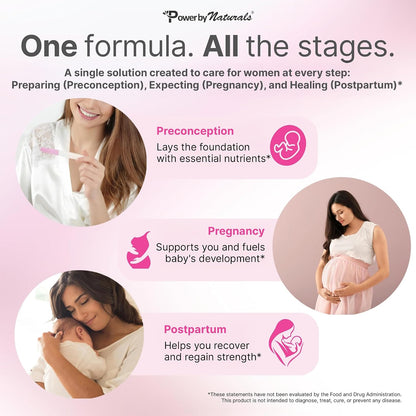 Power By Naturals Methyl Prenatal with Probiotics – Prenatal Vitamins for Women with Iron, Methyl Folate, B12 & 28 Nutrients & Botanicals – Vegan, Non-GMO, Gluten-Free – 60 Capsules (1-Month Supply)