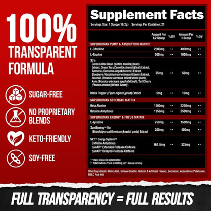 ALPHA LION Superhuman Pre Workout Powder, Beta Alanine, L-Taurine & Tri-Source Caffeine for Sustained Energy & Focus, Nitric Oxide & Citrulline for Pump (21 Servings, Sour Gummy Bear Flavor)