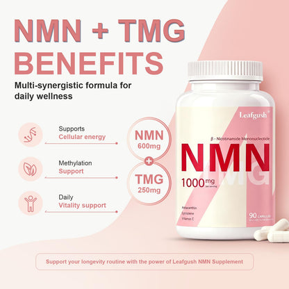 NMN Supplement 1000mg Complex, NAD+ Precursor Support, with NMN 600mg & TMG 250mg, Nicotinamide Mononucleotide Formula with Astaxanthin, Lycopene & Vitamin C, 5-in-1 Daily Cellular Energy Support