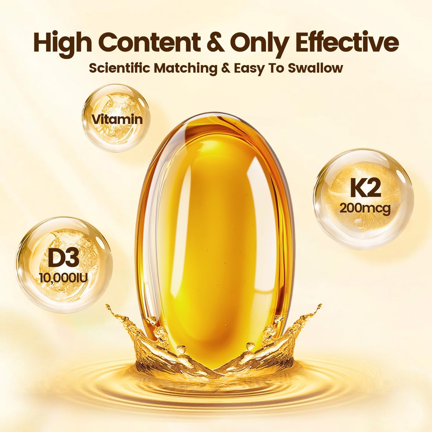 VivoNu Vitamin D3 K2 10000 IU with MK7-300 Virgin Coconut Oil Softgels, 2 in 1 Vitamins D & K Complex | Vitamina D3 con K2 (300 Softgels /1 Bag)