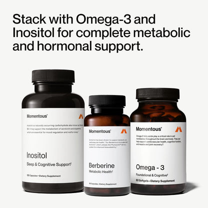 Momentous Berberine - Natural Bioavailable Supplement Formulated from Plant Alkaloid to Help Support Metabolic & Cardiovascular Health - Vegan - Gluten Free - NSF Certified for Sport - 60 Servings
