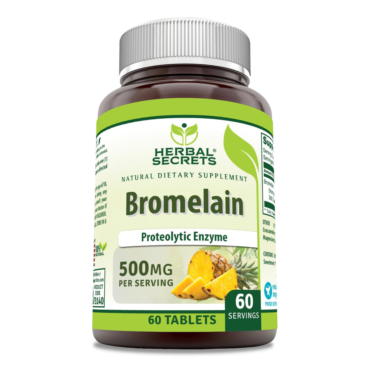 Herbal Secrets Bromelain Supplement 500 Mg Tablets Supplement | Non-GMO | Gluten Free | Made in USA (120 Count)