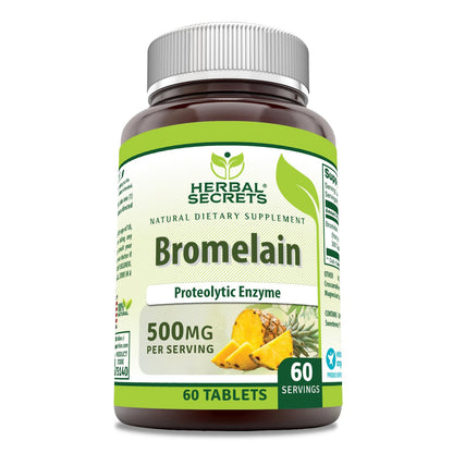 Herbal Secrets Bromelain Supplement 500 Mg Tablets Supplement | Non-GMO | Gluten Free | Made in USA (120 Count)