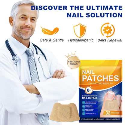 Nail Patches, 32 Pcs Toenail Care Patches for Dry, Weak & Cracked Nails, Deeply Moisturizing Nail, Protector and Improve the Appearance for Toenails
