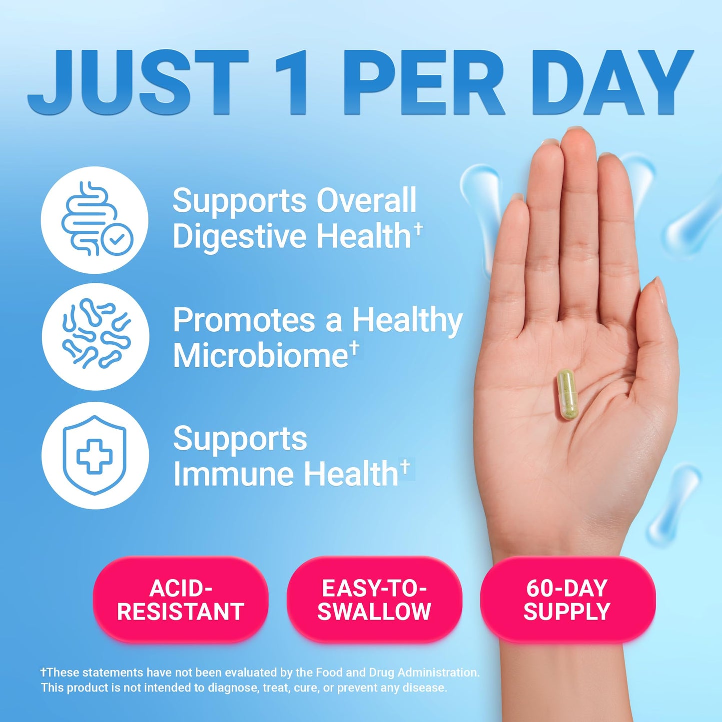Dr. Berg Probiotic Supplement (60 Billion CFUs) - Helps Ease Occasional Constipation, Diarrhea, Gas & Bloating* - Pre and Probiotics for Digestive Health - 30 Probiotic Capsules