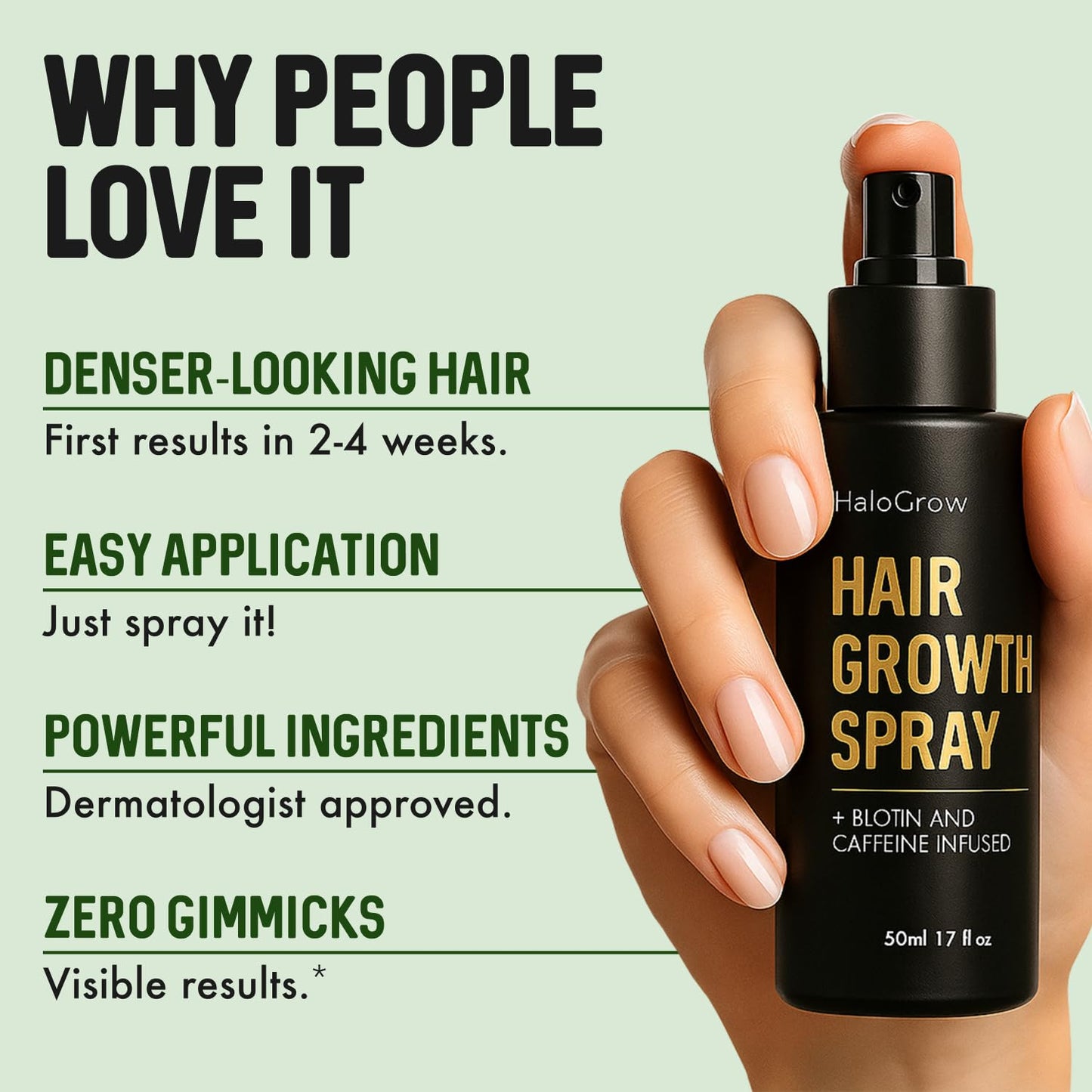 Hair Growth Serum Spray for Women & Men Hair Loss – Biotin & Caffeine, Anti-Thinning Hair Regrowth Oil, Advanced Thickening Formula – 1.7 fl. oz./ 50 ml