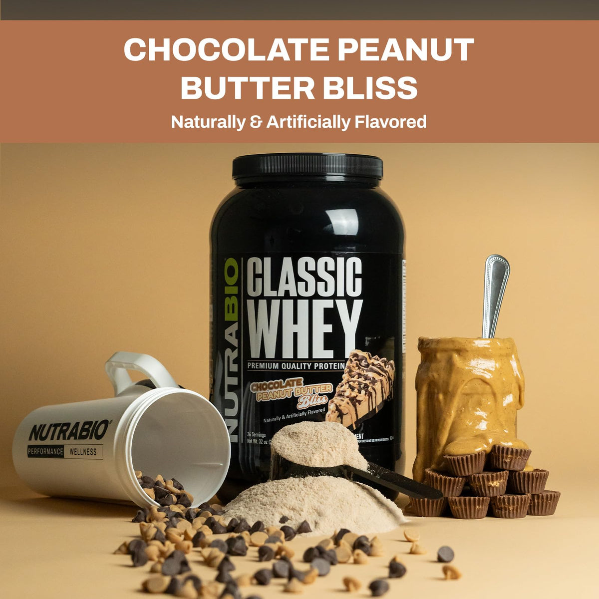 NutraBio Classic Whey Protein Powder- Full-Spectrum Amino Acid Profile - No Fillers