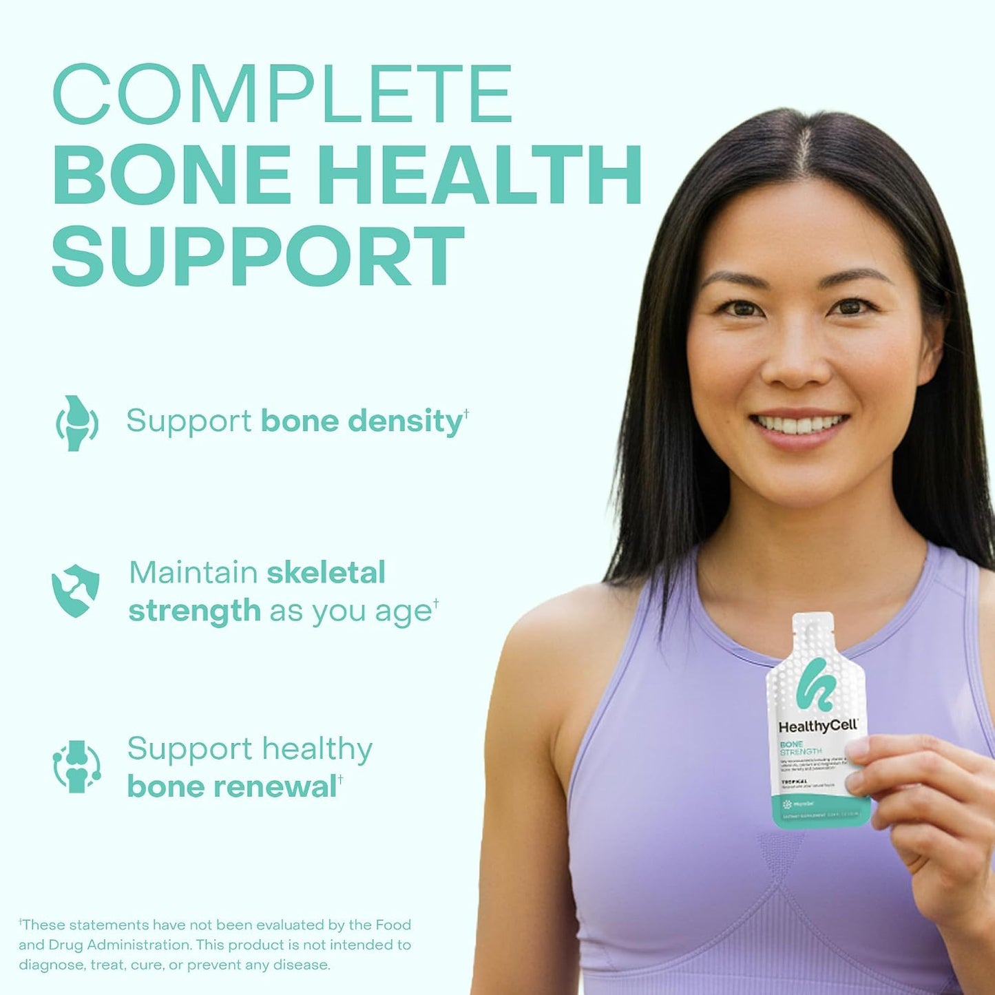 Healthycell Bone Strength Liquid Supplement - 30 Gel Packs, Tropical Flavor | Bone Health Supplement with Calcium, Magnesium, Vitamin D3 & Vitamin K2 for Bone Density & Preservation