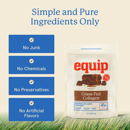 Equip Foods Grass Fed Collagen Powder | Hydrolyzed Bovine Collagen Peptides with Amino Acids | Prime Beef Collagen for Healthy Joints, Skin & Nails | Non-GMO, Paleo Friendly | 30 Servings, Unflavored