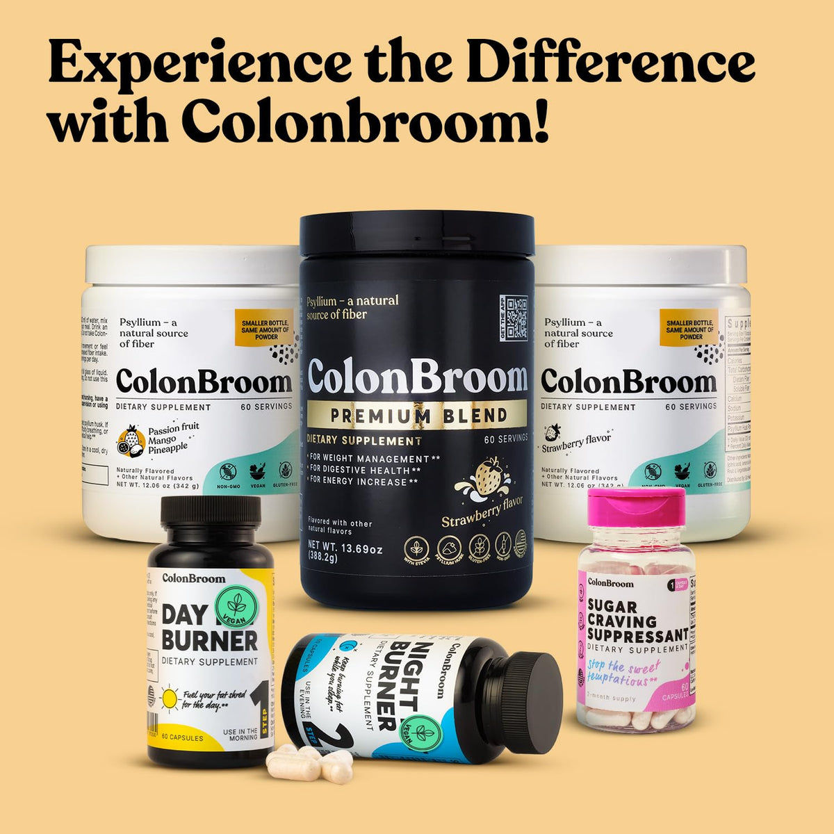 ColonBroom Premium Psyllium Husk Powder (Strawberry) - Colon Cleanse for Bloating