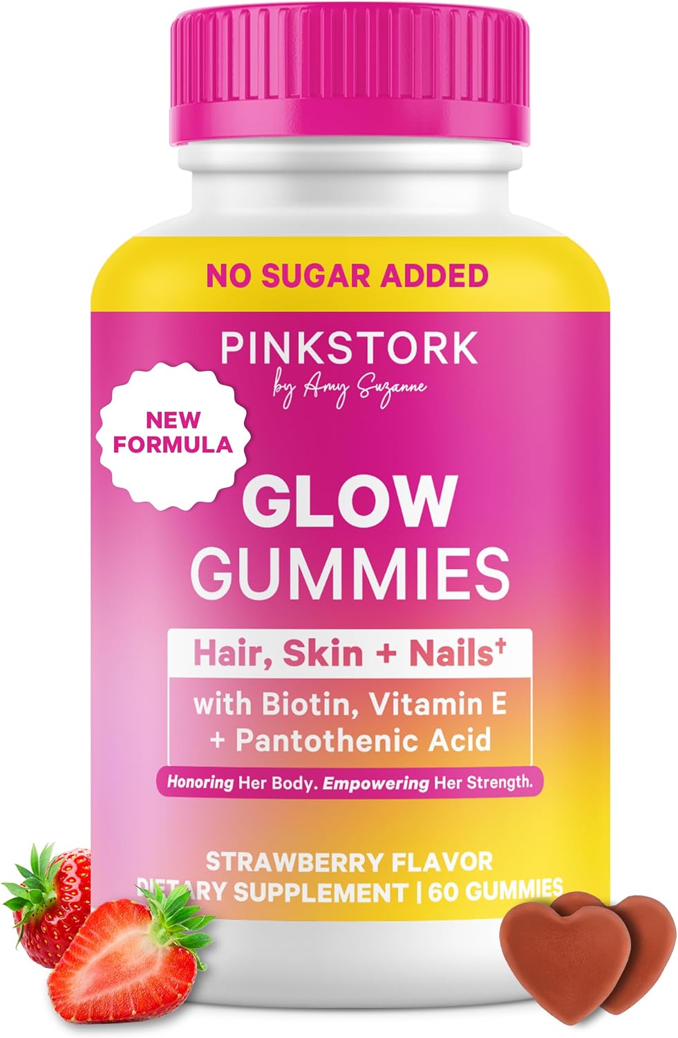 Pink Stork Total Glow Gummies for Women – Hair, Skin & Nails Vitamin with Biotin, Vitamin A, B6, B12, Folate, Zinc & More – Support for Radiant Skin, Strong Nails, and Healthy Hair – 60 Berry Gummies | Hair, Skin & Nails Vitamin with Biotin, Vitamin A, B6