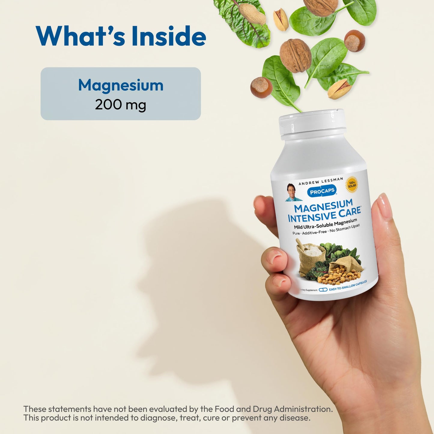 Andrew Lessman ProCaps Magnesium Intensive Care 200 mg 250 Capsules | 200 mg highly absorbable Magnesium blend. Gentle on sensitive stomachs with no additives, sodium or gluten.