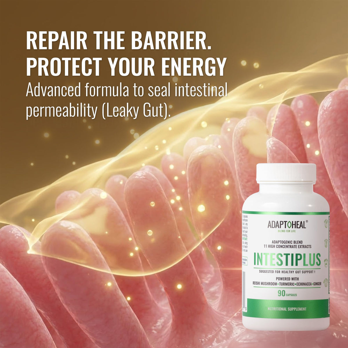 ADAPTOHEAL Intestiplus Adaptogen Gut Support Turmeric (180 Caps)