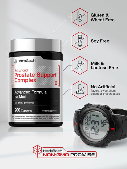Horbaach Prostate Supplement for Men | 200 Capsules | Advanced Complex with Saw Palmetto, Pygeum, Stinging Nettle | Non-GMO and Gluten Free