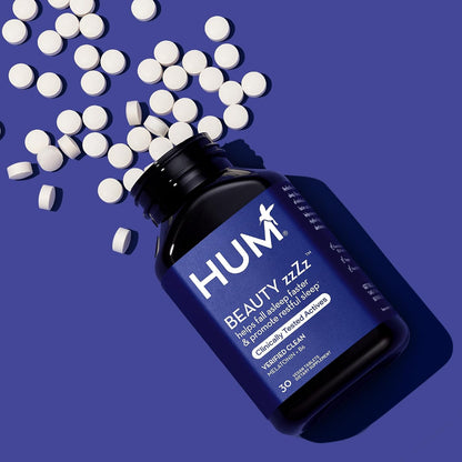 HUM Beauty zzZz Sleep Supplement Melatonin 3mg Vitamin B6 Calcium, 30 Count