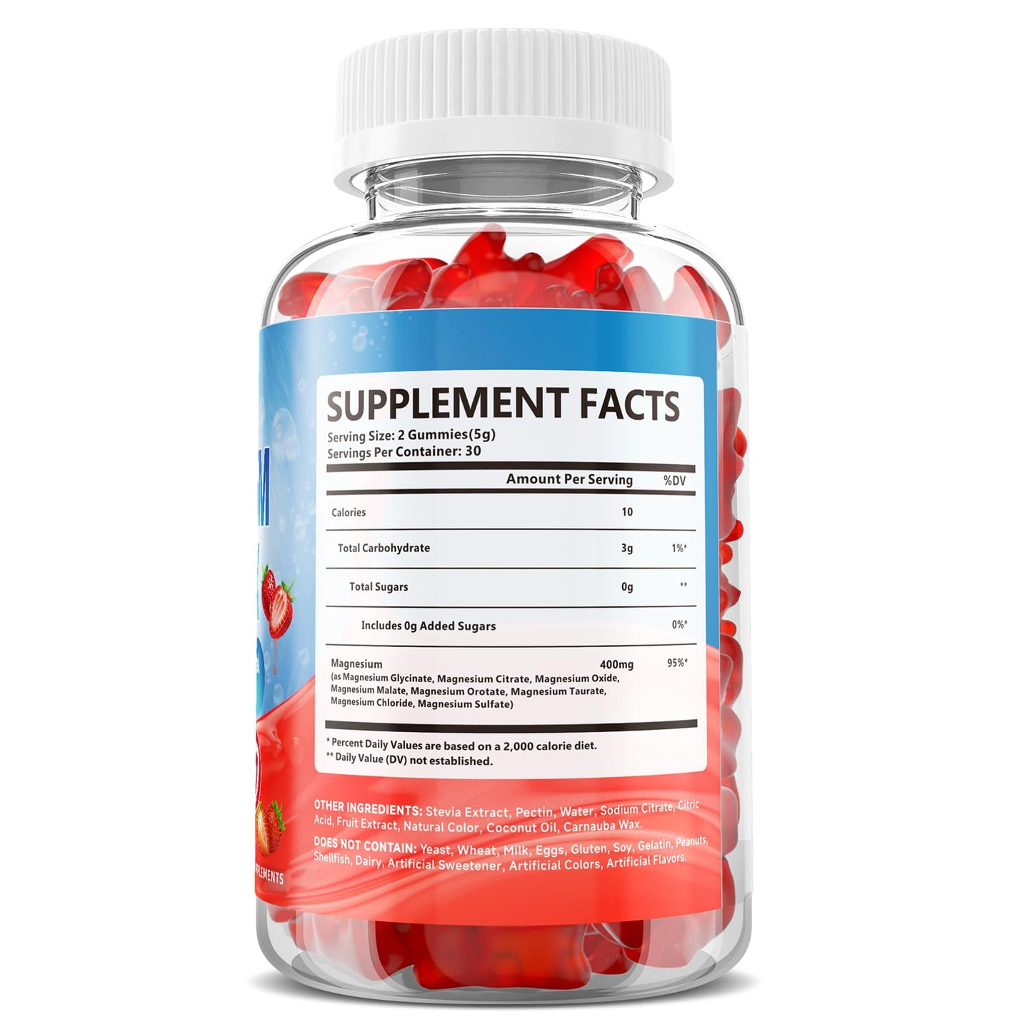 Magnesium Complex Gummies 400mg - 8 Forms for Muscle & Calm Support | Glycinate, Malate, Citrate, Taurate & 4 more for Women and Men, Sugar-free, Vegan, Strawberry Flavor, 60 Count