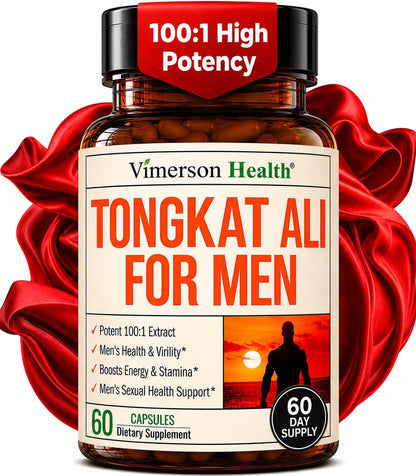 Longjack Tongkat Ali for Men 100:1 Extract –Energy & Vitality Support –60ct