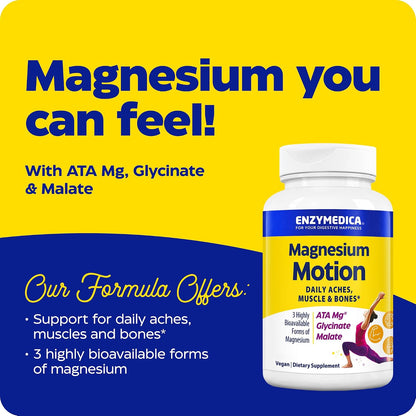 Enzymedica Magnesium Motion Supplement for Women & Men - 60 Caps