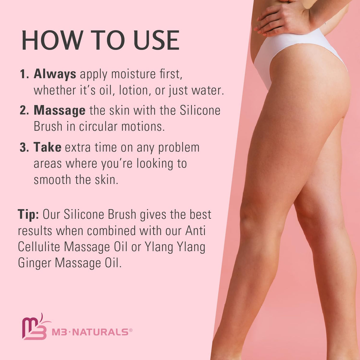 Firm Dry Brush for Body, Firming & Exfoliating Body Brush by M3