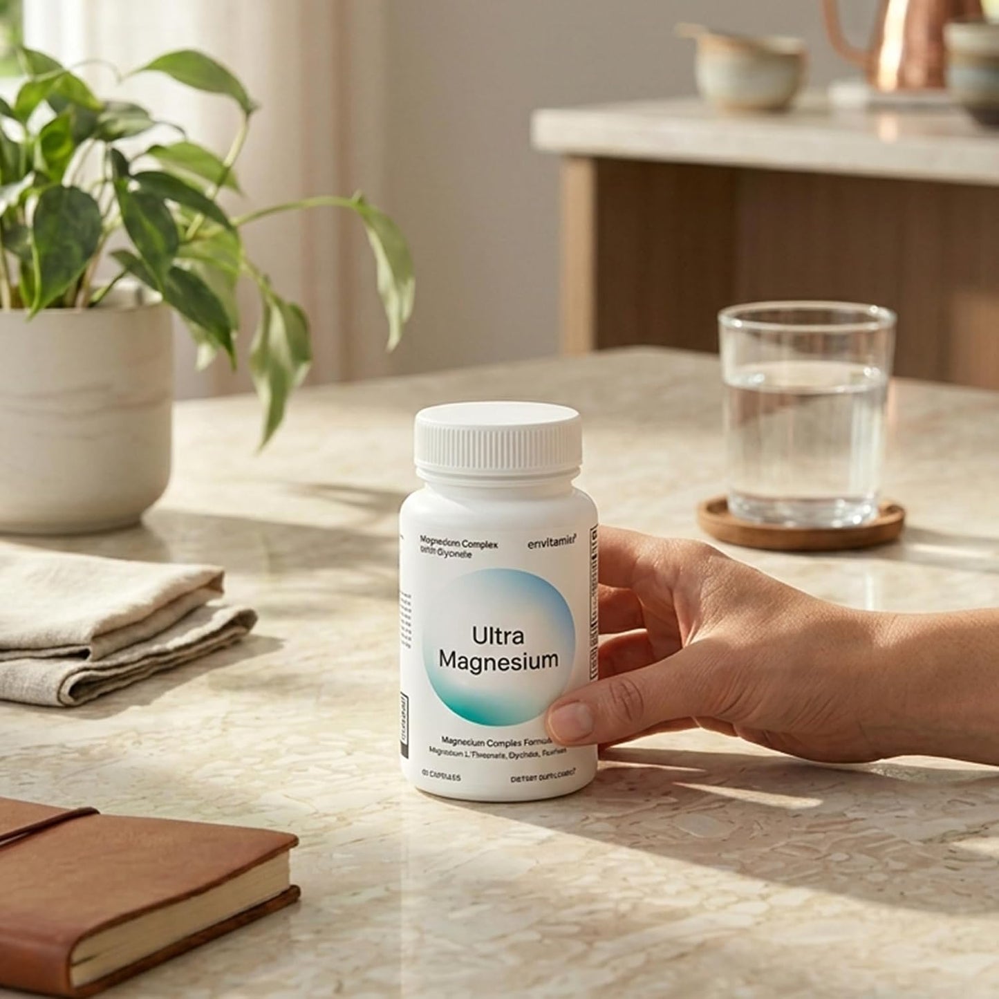 envitamin Ultra Magnesium Glycinate - 8 in 1 Formula with Methylated Vitamin B12, Vitamin D3 and B6.