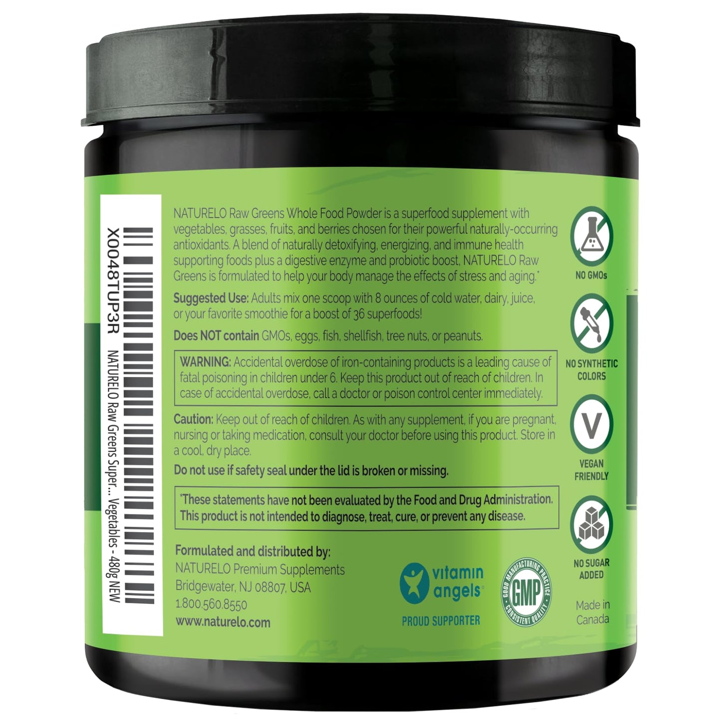 NATURELO Raw Greens Superfood Powder 480 Grams, Mixed Berry - Supports Energy, Immunity and Detox - Includes Spirulina, Wheat Grass and Organic Greens for Whole Food Nutrition