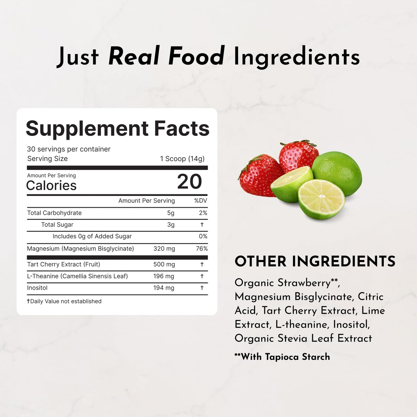 JUST INGREDIENTS Strawberry Limeade Sleep Support Powder - Nighttime Relaxation Supplement - 5.4 oz