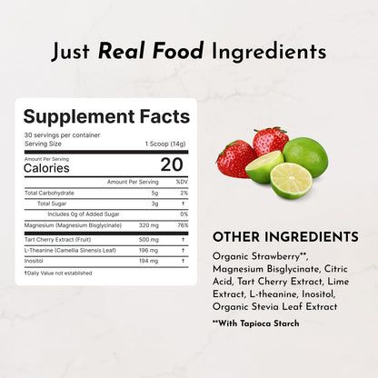 JUST INGREDIENTS Strawberry Limeade Sleep Support Powder - Nighttime Relaxation Supplement - 5.4 oz
