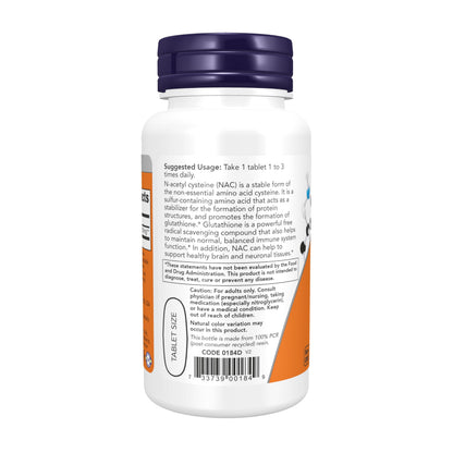 NOW Foods Supplements, NAC (N-Acetyl-Cysteine) 1,000 mg, Free Radical Protection*, 120 Tablets