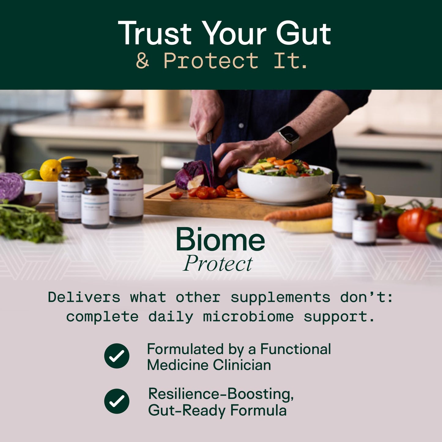 Adapt Naturals 4-in-1 Biome Protect Prebiotics, Probiotics, Postbiotics | & Polyphenols Supplement for Microbiome - Supports Immune & Gut Health, & Mental Clarity for Women & Men - 30 Day Supply