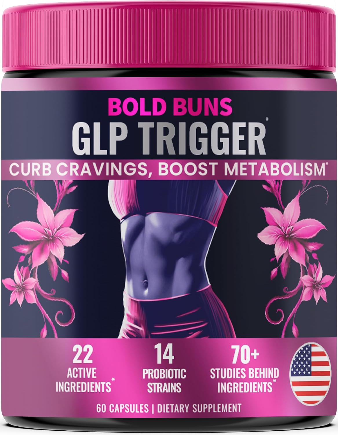 GLP Trigger for Women – Appetite & Craving Support Supplement – 22 Active Ingredients & 14 Probiotic Strains - with Supresa®, Berberine, Green Tea, Estrogen Support(60 Vegan Capsules)