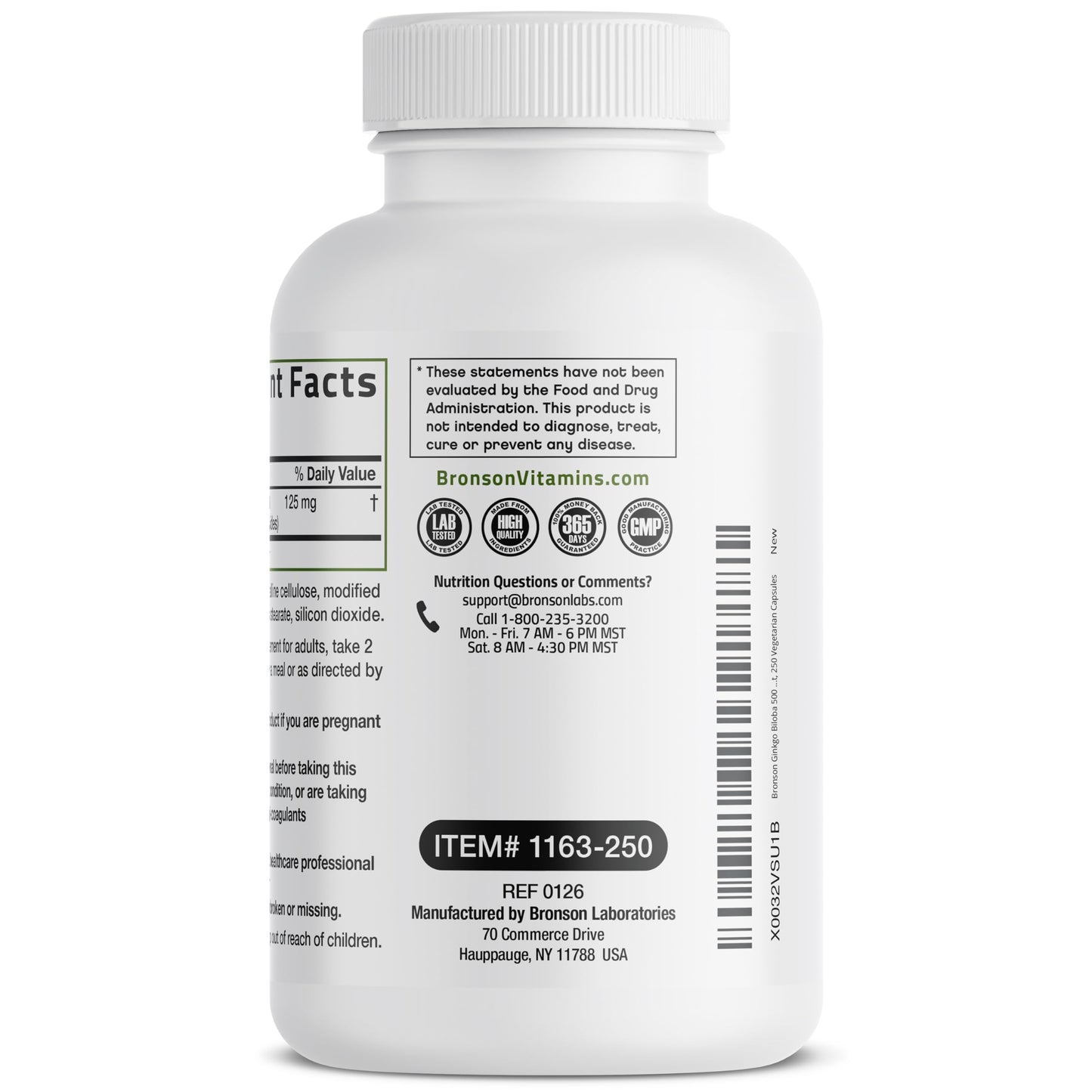 Bronson Ginkgo Biloba Extra Strength Brain & Memory Support 120 Capsules | Vegetarian, Non-GMO, Gluten Free, Soy Free, Memory, Cognitive & Brain Health Support