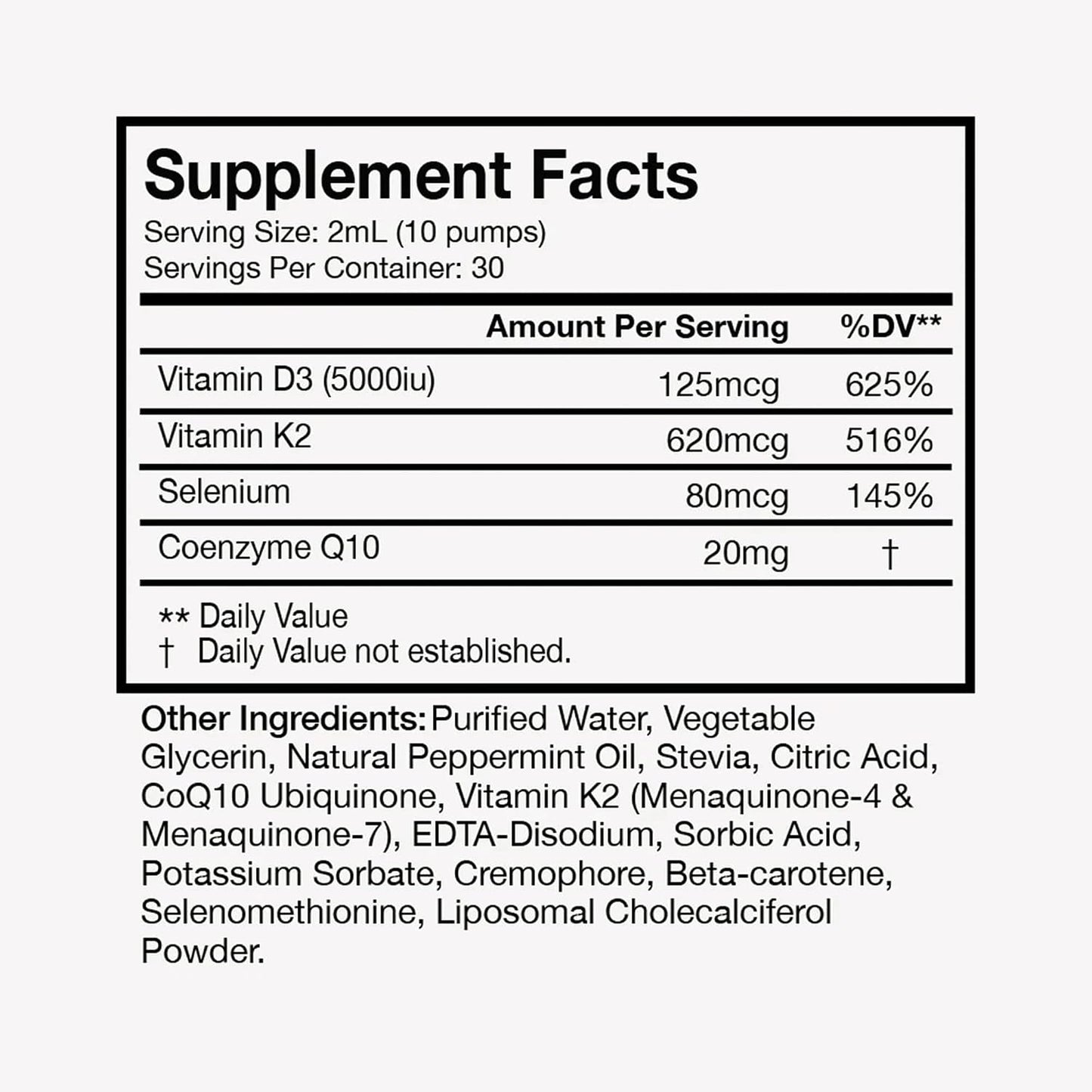 Terra Health Essentials Liposomal Vitamin D3 + K2 with CoQ10 & Selenium - High Absorption Liquid Supplement for Bone & Heart Wellness, Calcium Support, Immune & Mood Balance - 2oz, 30-Day Supply
