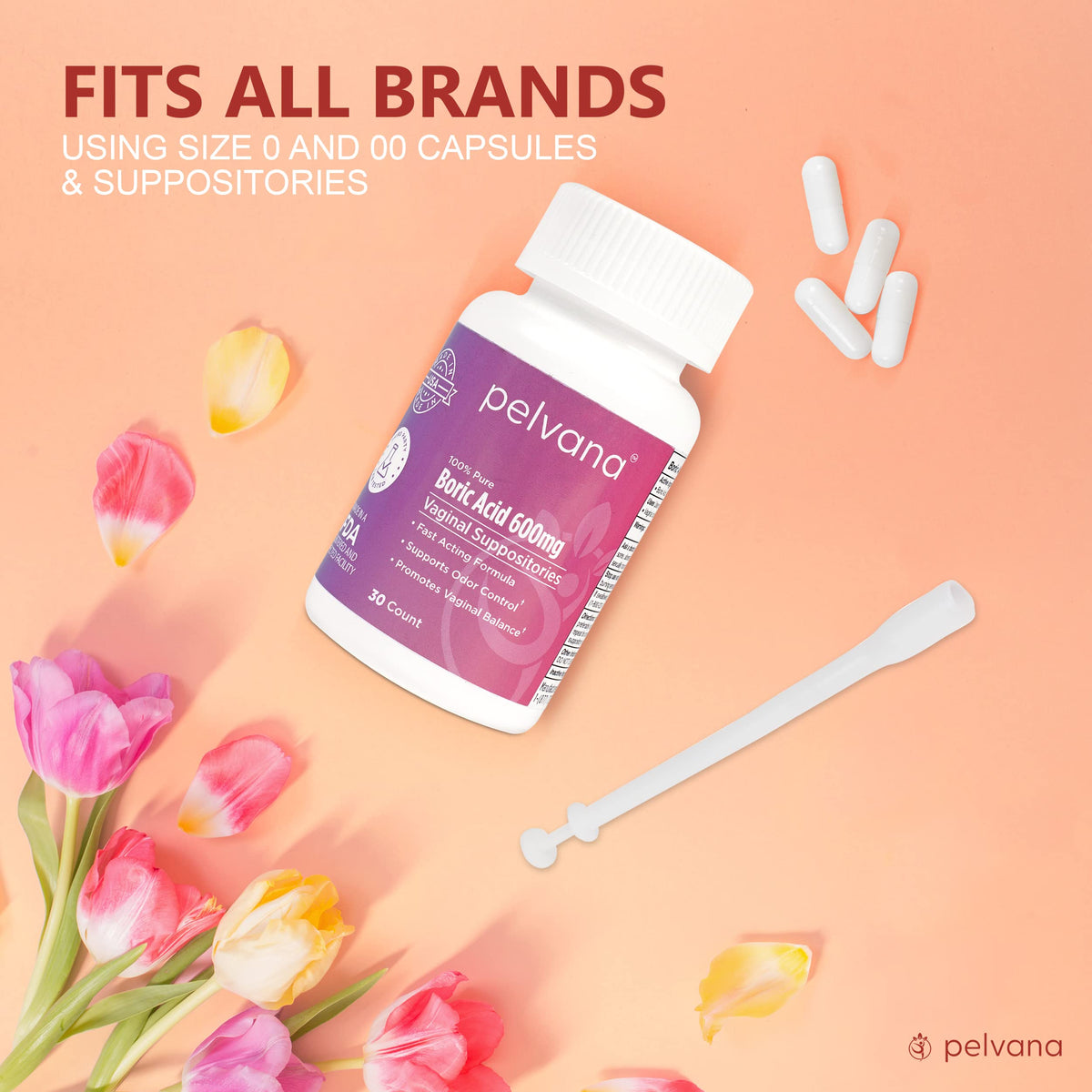 Pelvana Suppository Applicators for Women - (30 Pack) - Fits Size 0 and 00 Capsules - Often Used