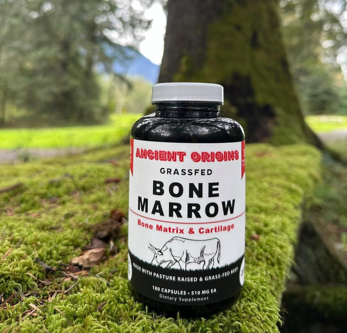 Grass Fed Bone Marrow Supplement, 3060mg, Skin, Oral Health, and Joint Support Supplement, Promotes Whole-Body Wellness, Non GMO Whole Bone Extract, 180 Capsules
