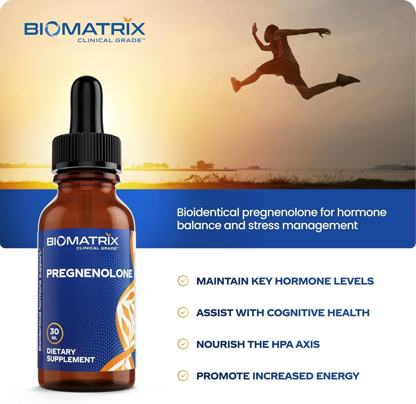 BioMatrix Pregnenolone Supplement, Sublingual Micronized Liquid for Memory, Mood, Brain Health | 3X Better Absorption Than Capsules (30 ml) - 30-60 Day Supply