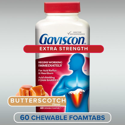 Gaviscon Extra Strength Butterscotch Antacid Tablets 60 Count
