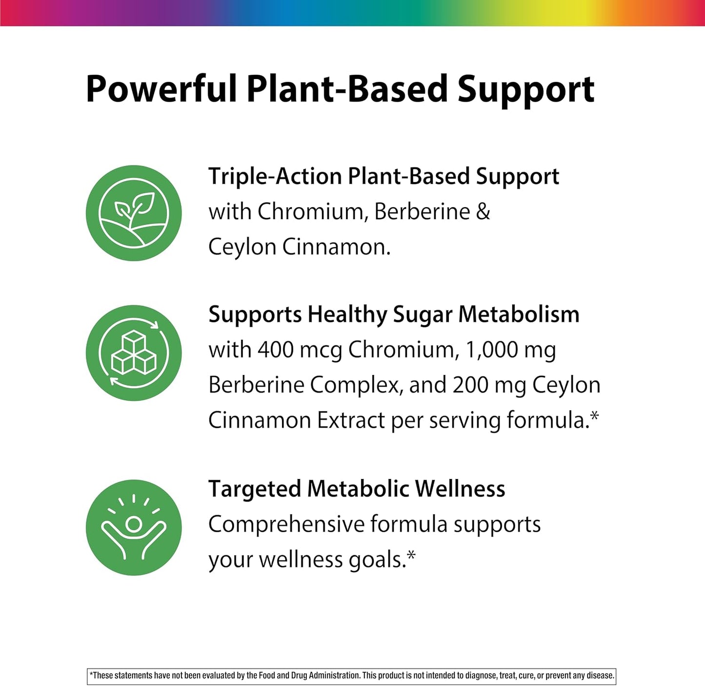 Rainbow Light Berberine Supplement with Ceylon Cinnamon | 60 Capsules | 1,000mg | Plus Chromium | Sourced from 4 Potent Herbs