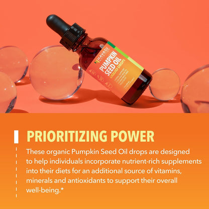 Organic Pumpkin Seed Oil Cold-Pressed, USDA Certified, Unflavored, 1 Fl Oz | Vegan, Non-GMO Pumpkin Seed Liquid Drops for Men and Women, Hair Health, Hormone Balance, and Prostate Health, 2-Month Supply